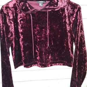 Forever 21 dark burgundy crushed velvet crop top